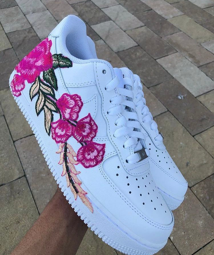 “White Leather Hot Pink Rose” Footwear