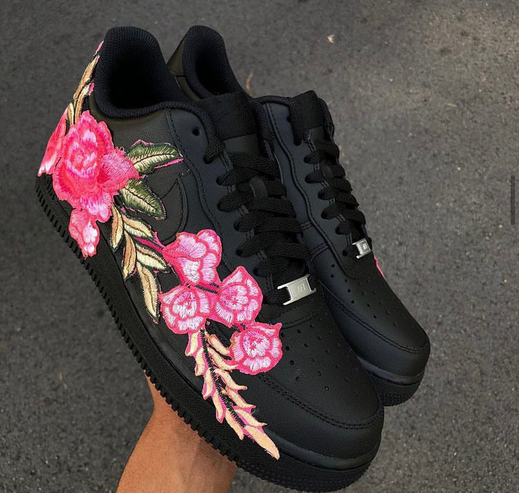 “Black Leather Pink Rose” Footwear