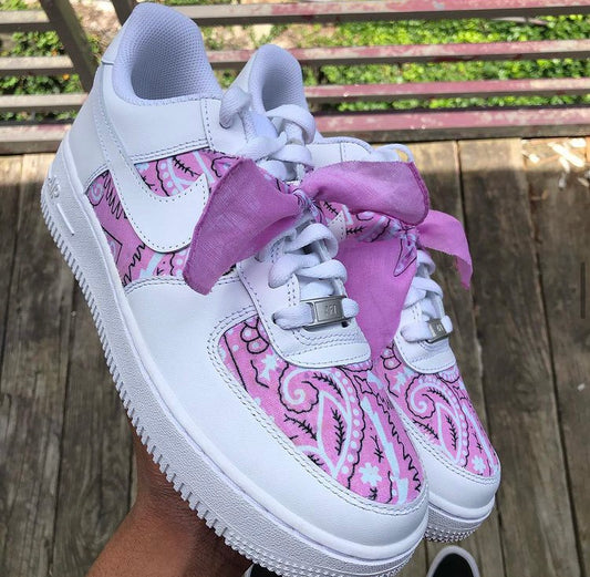 “White Leather Pink Bandanna ” Footwear